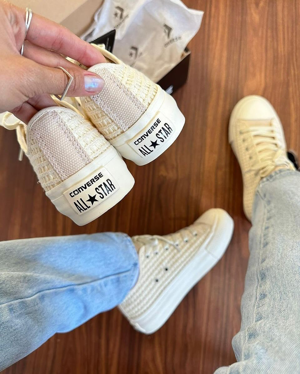 Tênis All Star Areia Renda Plataforma Premium