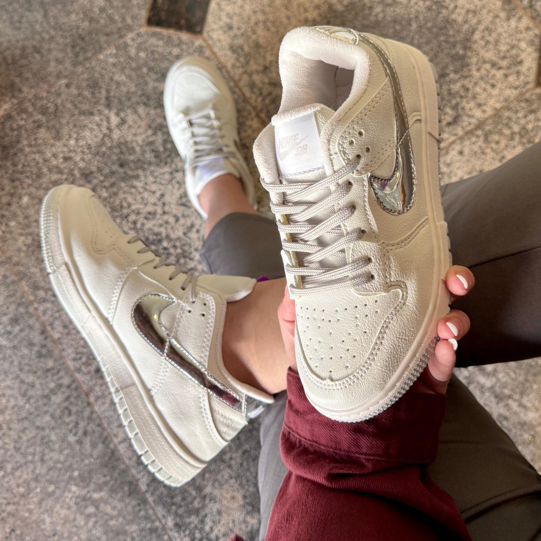 Tênis Nike Dunk Branco Prata Premium