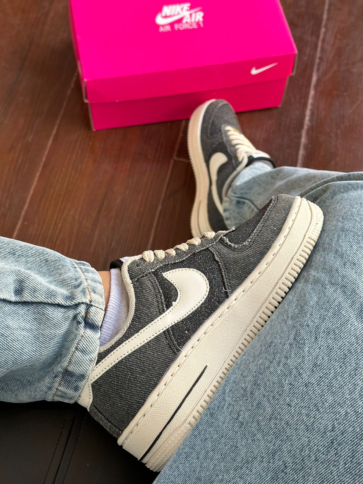 Tênis Nike Air Force 1 Jeans Preto Premium