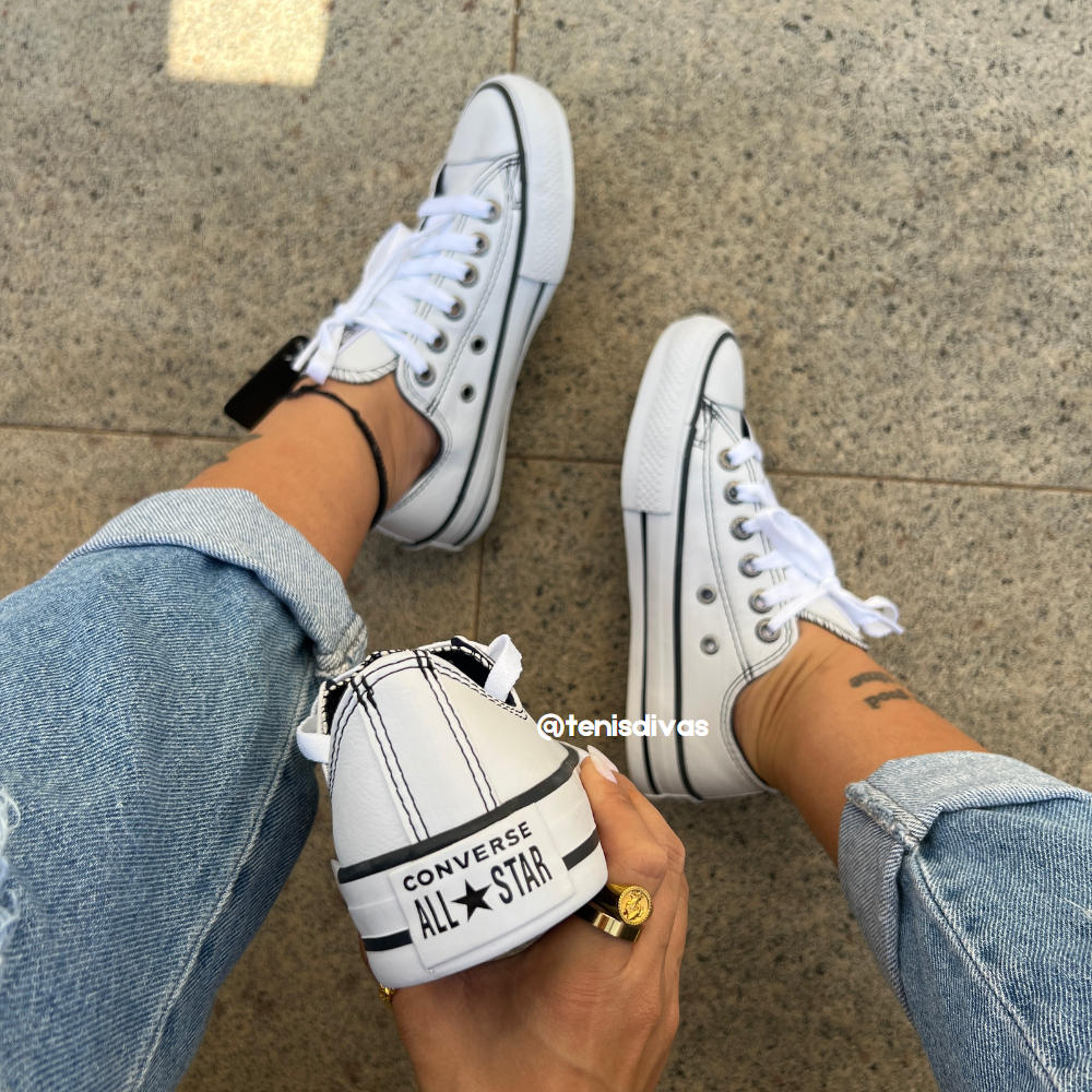 Tênis All Star Couro Branco Feminino Premium