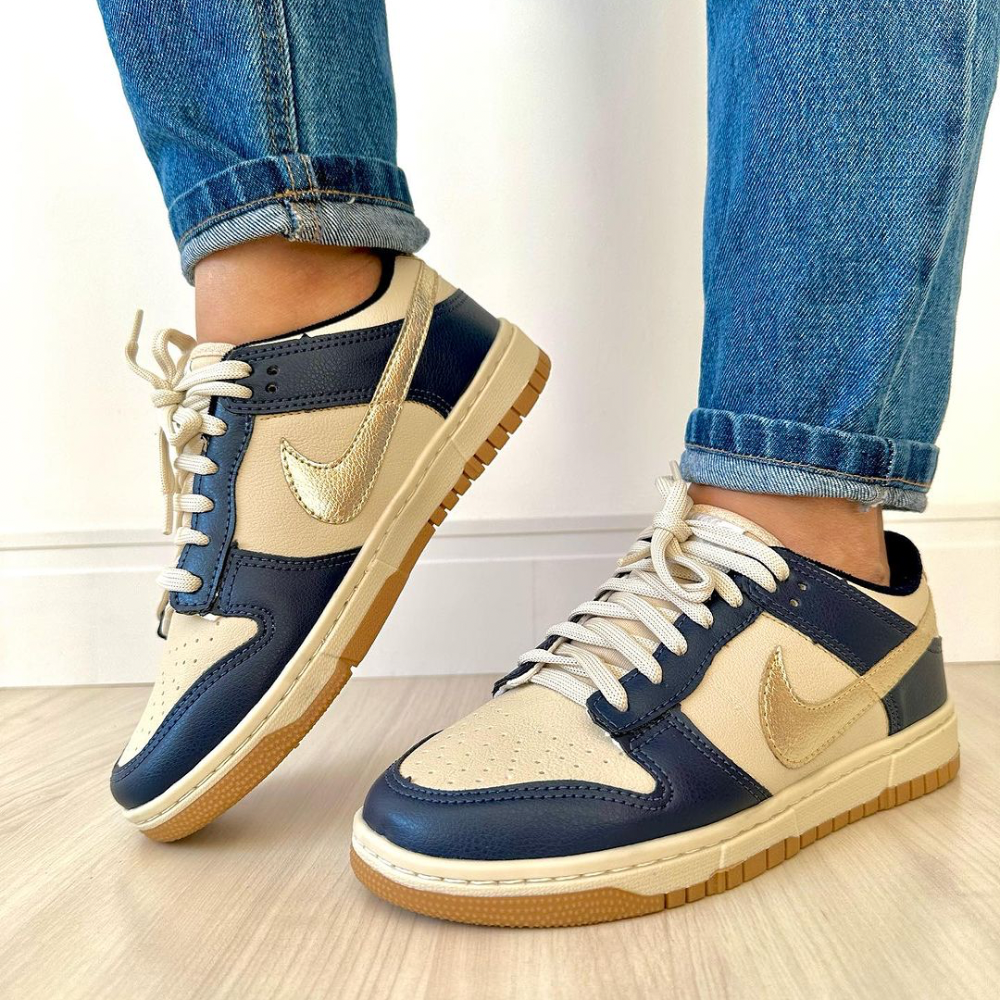 Tênis Nike Dunk SB Azul Dourado Premium