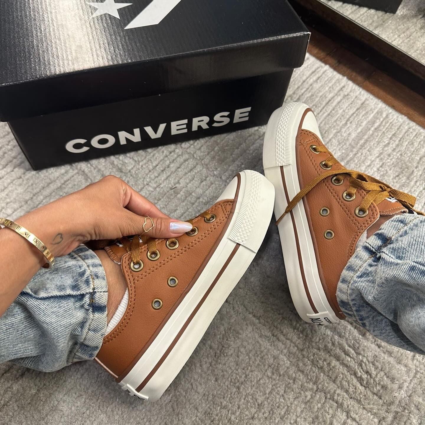 Tênis All Star Caramelo Off White Plataforma