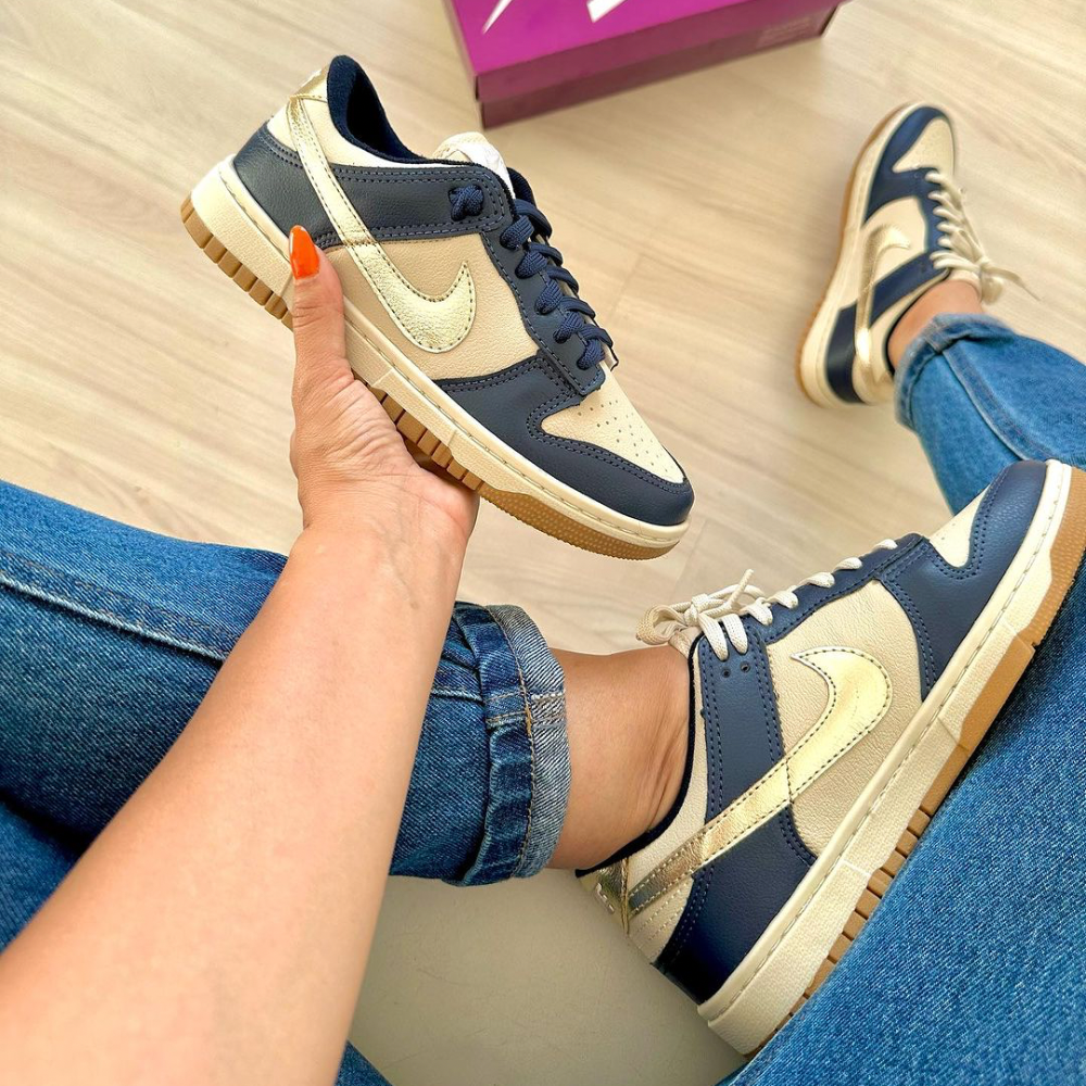 Tênis Nike Dunk SB Azul Dourado Premium