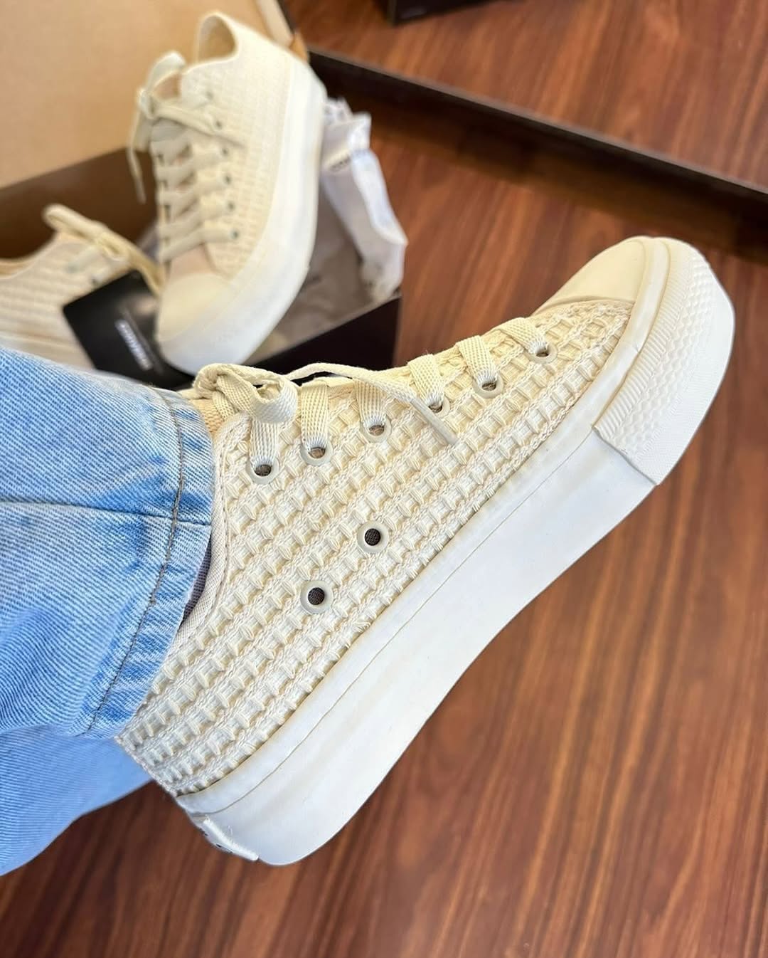 Tênis All Star Areia Renda Plataforma Premium