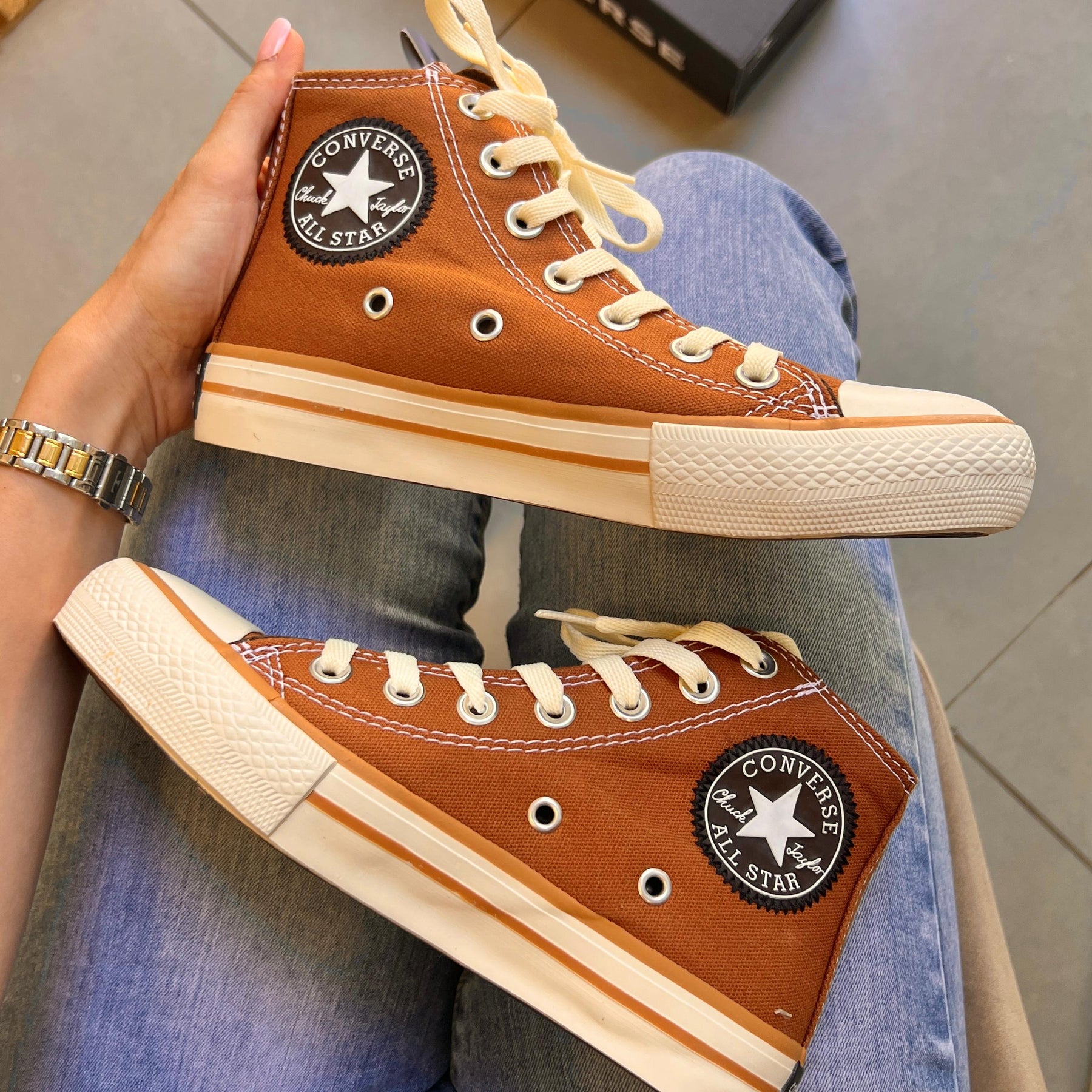 TĂȘnis All Star Cano Alto Caramelo Lona