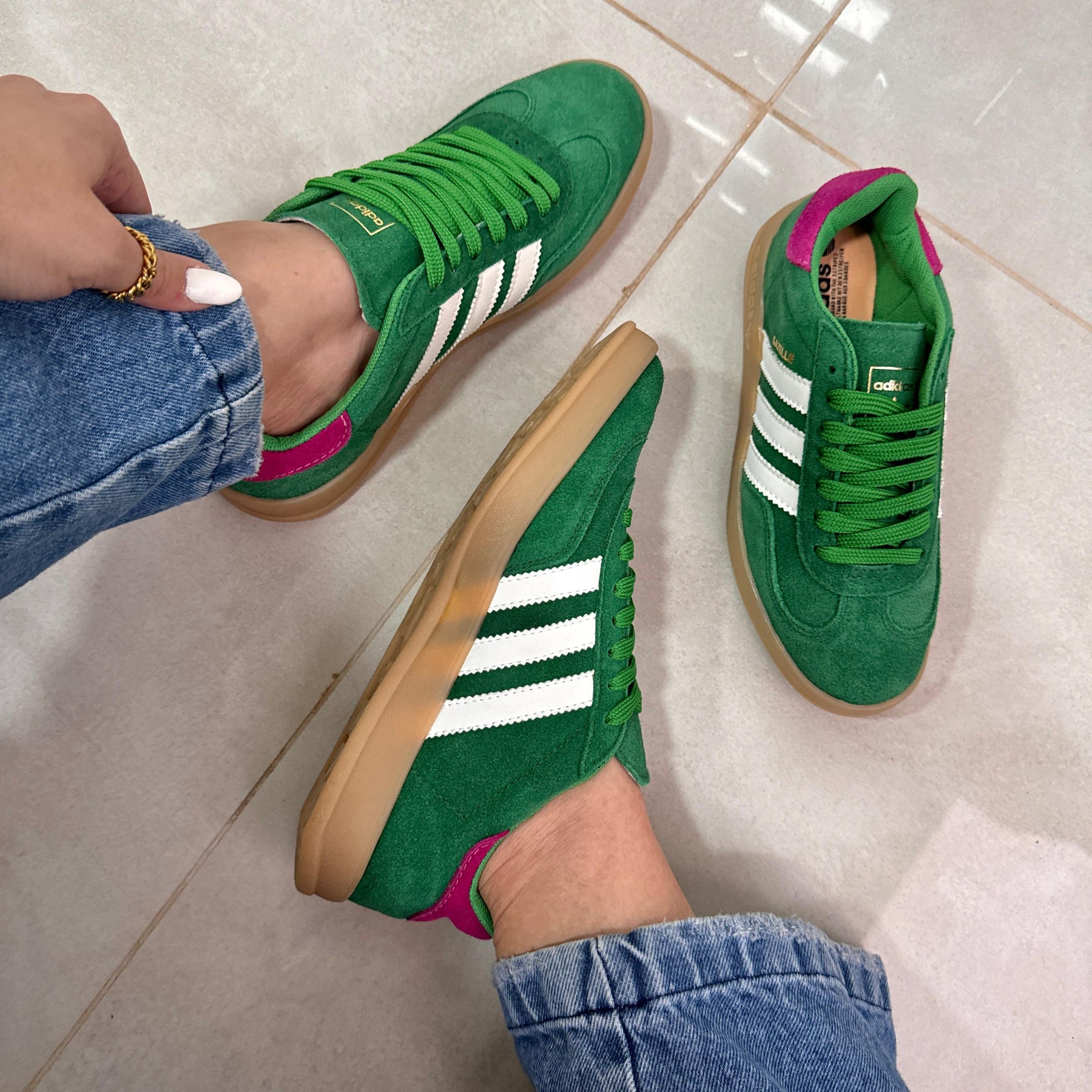 Tênis Adidas Gazelle Verde Pink Couro Legítimo 2.0