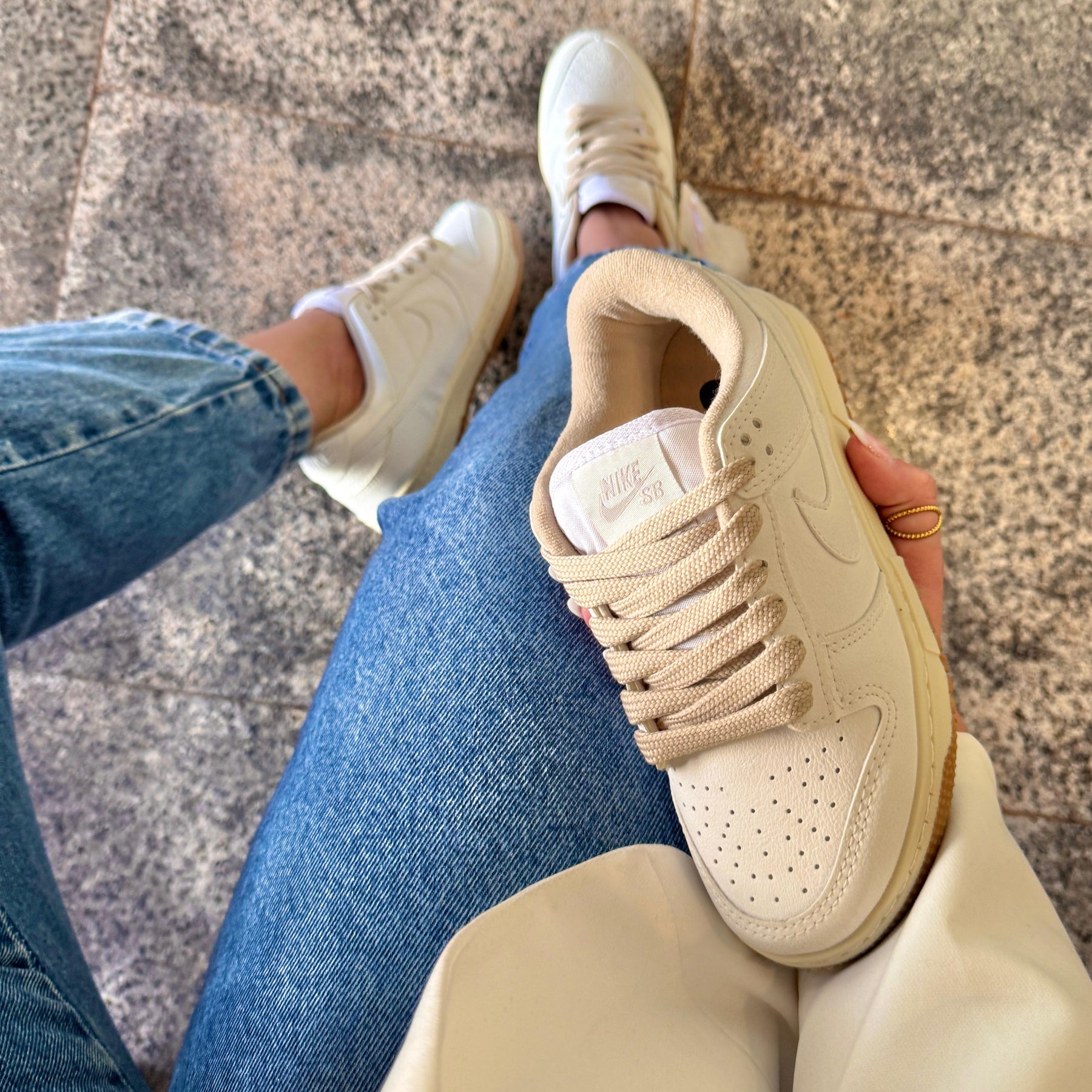 Tênis Nike Dunk Branco Bege Premium