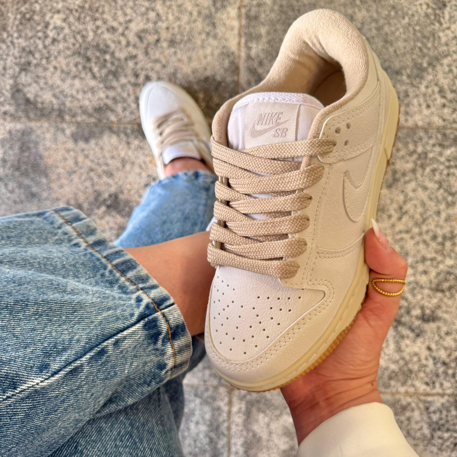 Tênis Nike Dunk Branco Bege Premium