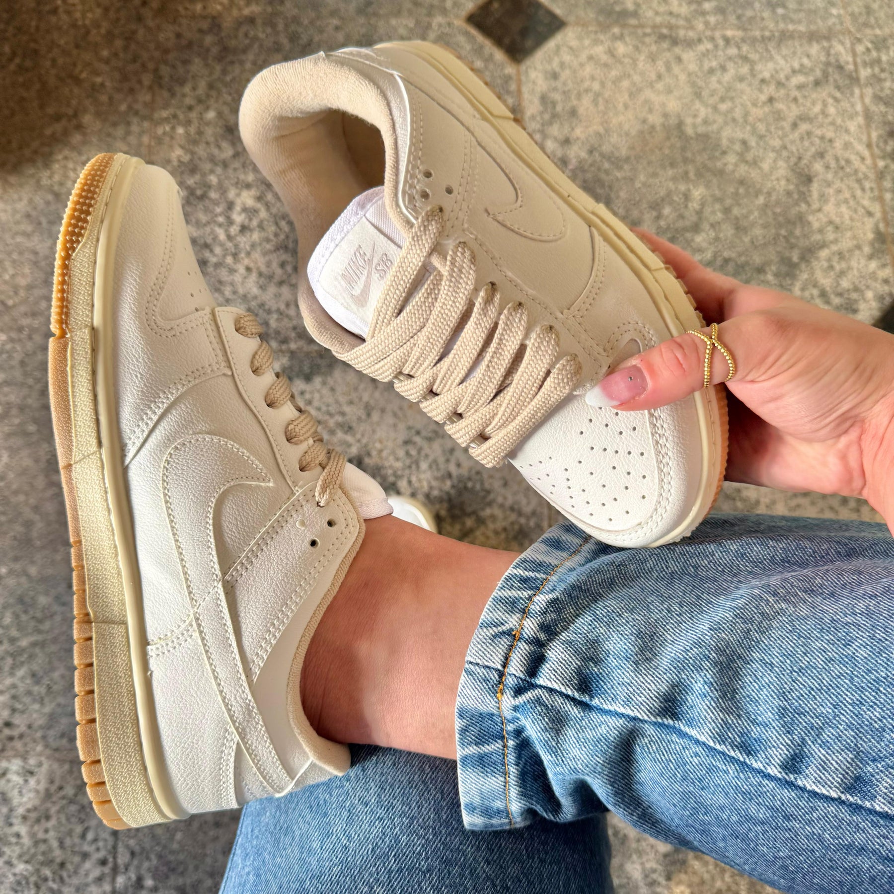 Tênis Nike Dunk Branco Bege Premium