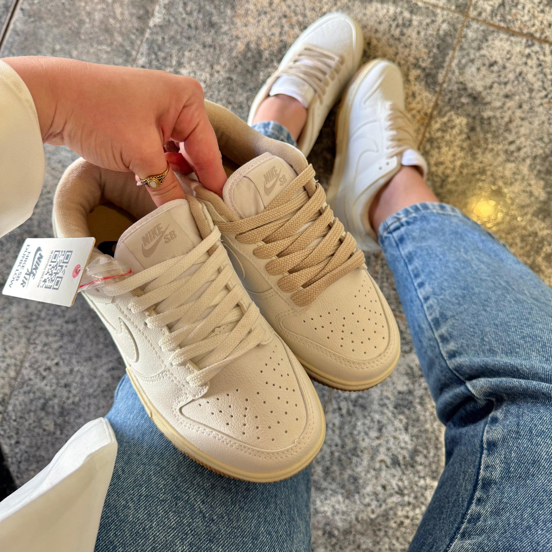 Tênis Nike Dunk Branco Bege Premium