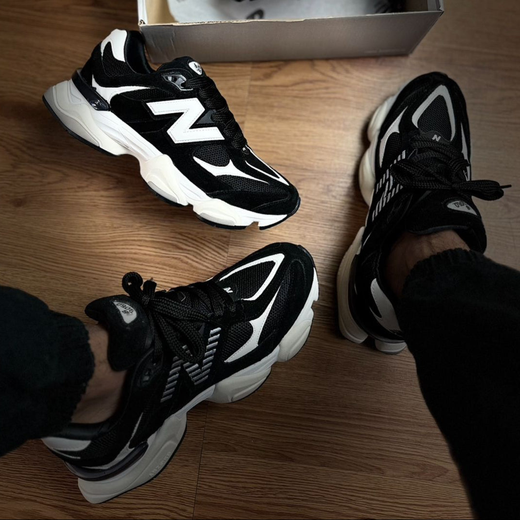 Tênis New Balance 9060 Sea Salt Preto e Branco Masculino Couro Legítimo
