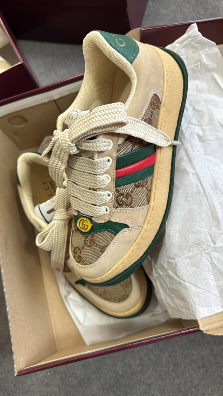 Tênis Gucci Screener Verde e Vermelho Plataforma Premium