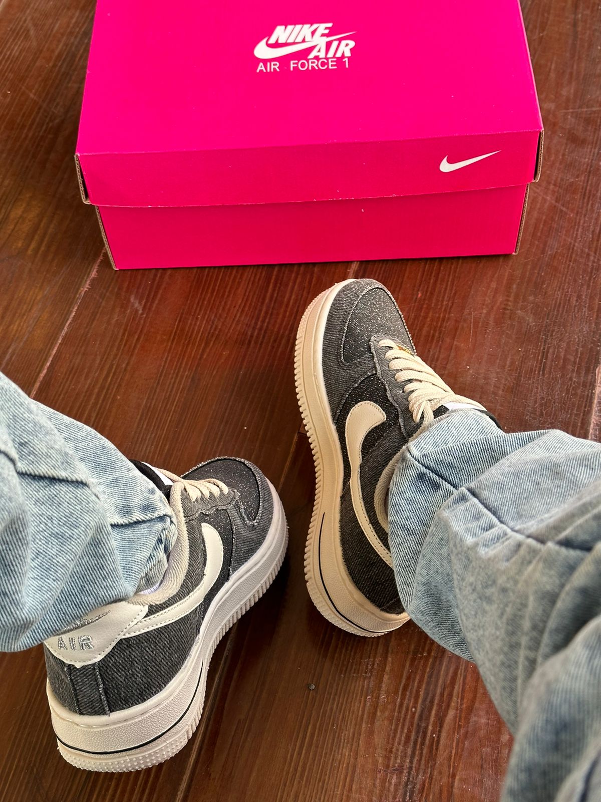 Tênis Nike Air Force 1 Jeans Preto Premium