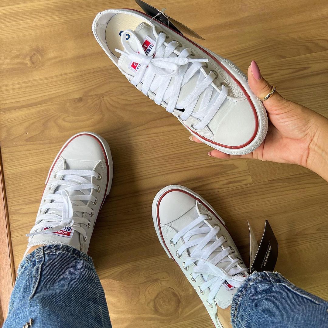 TĂȘnis All Star Courino Branco e Vermelho Premium
