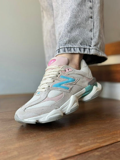 Tênis New Balance 9060 Sea Salt Nude Azul Couro Legítimo