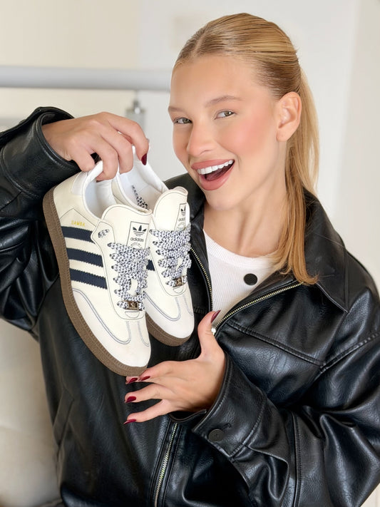 Tênis Adidas Samba OG Off White Dark Blue Vegan Prime