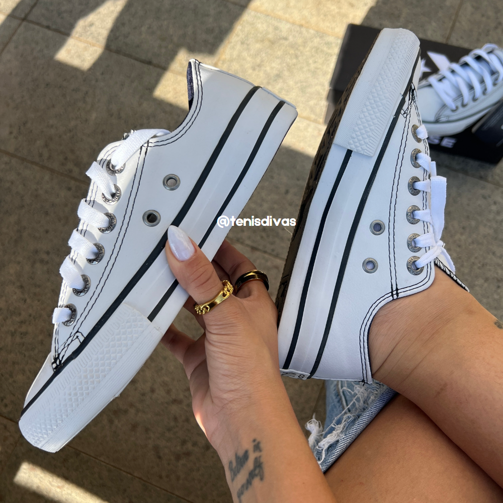 Tênis All Star Couro Branco Feminino Premium