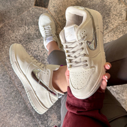 Tênis Nike Dunk Branco Prata Premium
