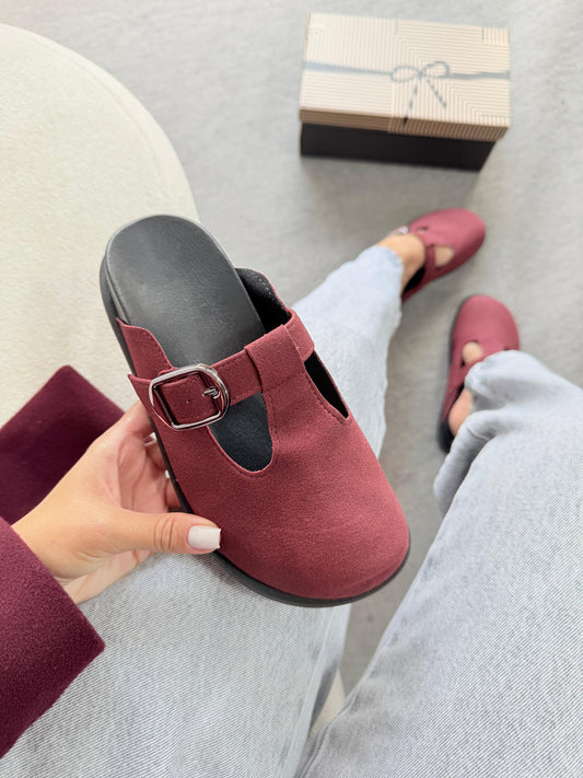 Sandália Clogs Bordô Luxo