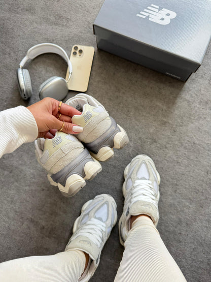 Tênis New Balance 9060 Sea Salt Cinza Prime Couro Legítimo