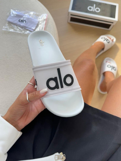 Chinelo  Slide Alo Branco + Tiara Premium