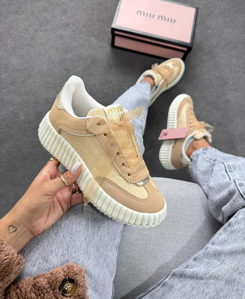 Tênis Quenz Miu Miu Bege Premium
