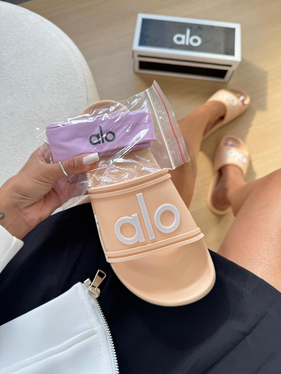 Chinelo Slide Alo Salmão + Tiara Premium