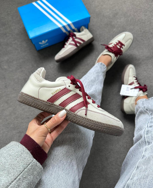 Tênis Adidas Samba OG Off White Bordô Premium Couro Legítimo