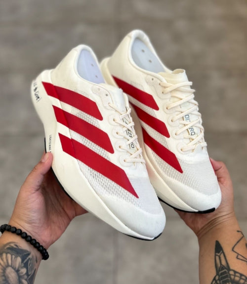 Tênis Adidas Adizero Evo SL Off White e Vermelho Prime