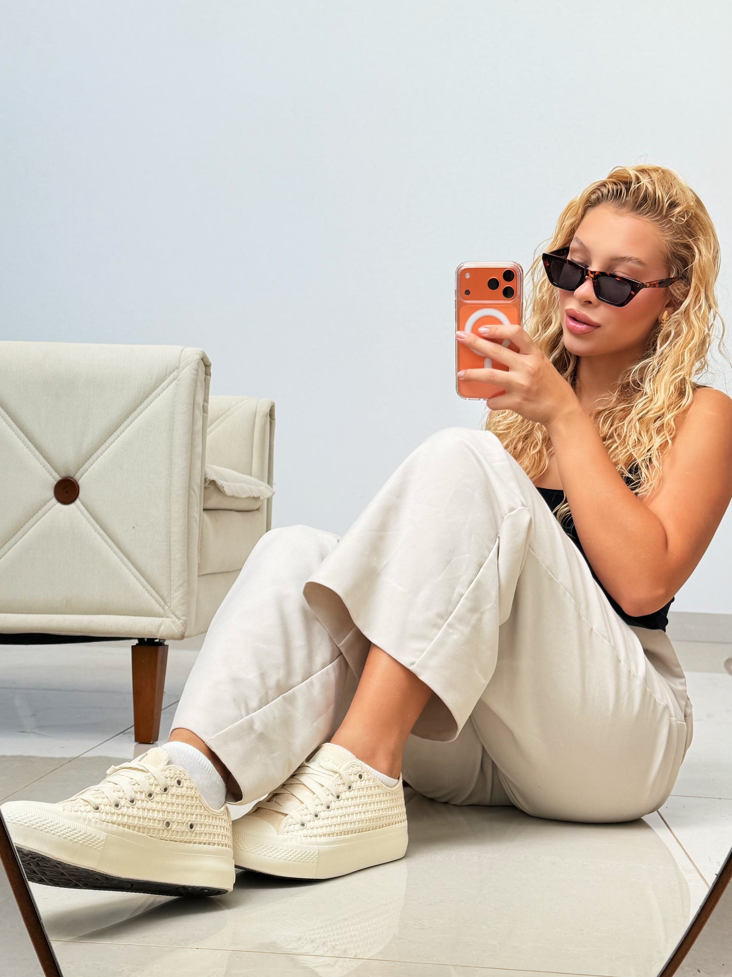 Tênis All Star Areia Renda Plataforma Premium