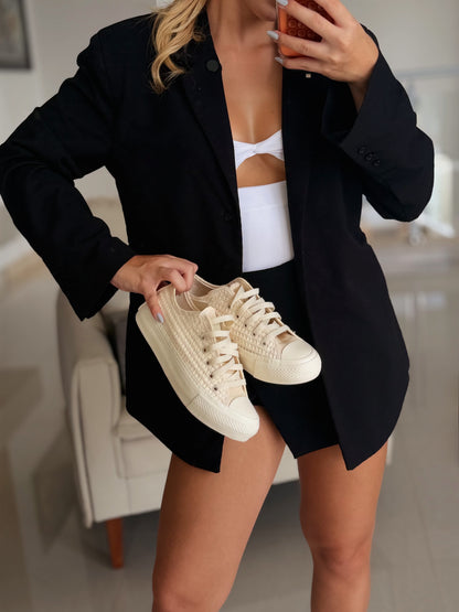 Tênis All Star Areia Renda Plataforma Premium