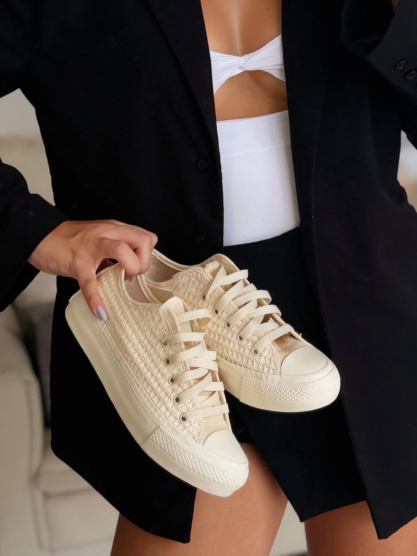 Tênis All Star Areia Renda Plataforma Premium
