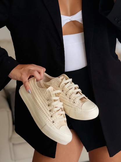 Tênis All Star Areia Renda Plataforma Premium