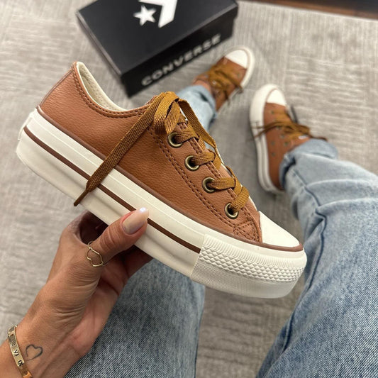 Tênis All Star Caramelo Off White Plataforma