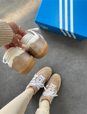 Tênis Adidas Samba OG Palha Tricô em Couro Legítimo