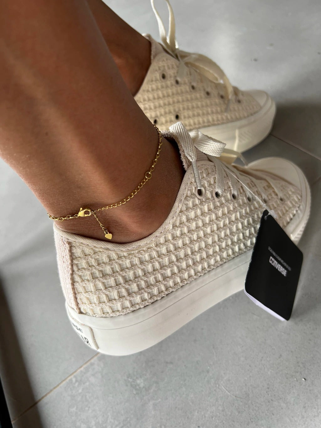Tênis All Star Areia Renda Plataforma Premium