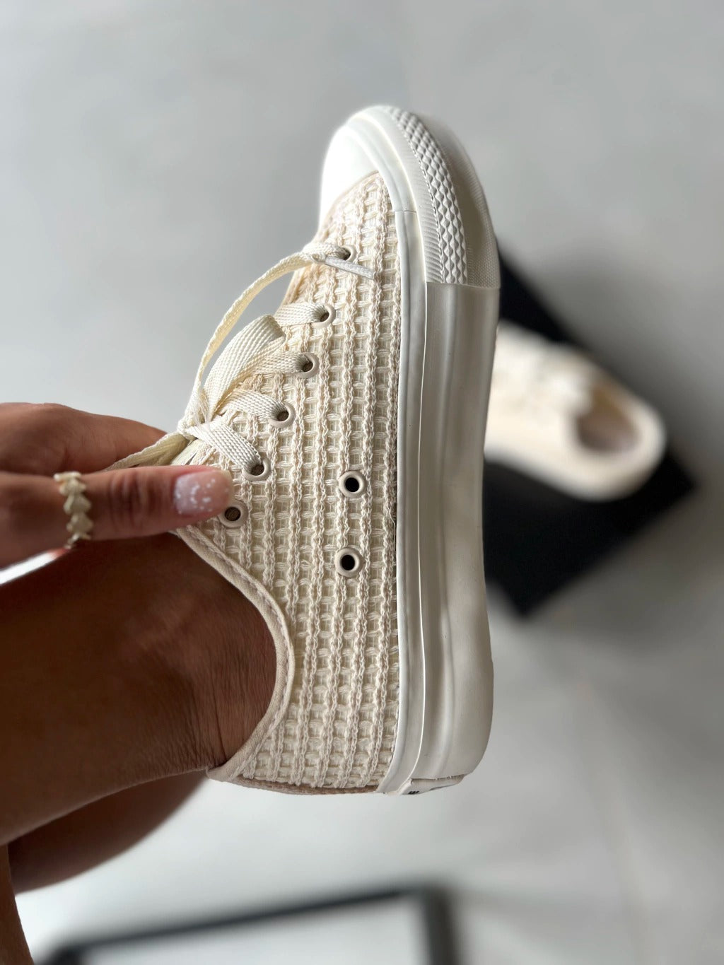 Tênis All Star Areia Renda Plataforma Premium