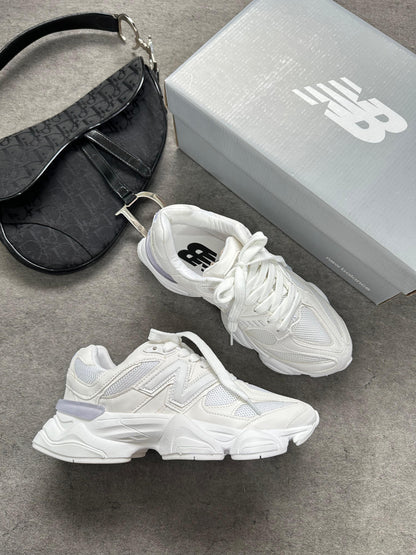 Tênis New Balance 9060 Sea Salt All White Premium Couro Legítimo