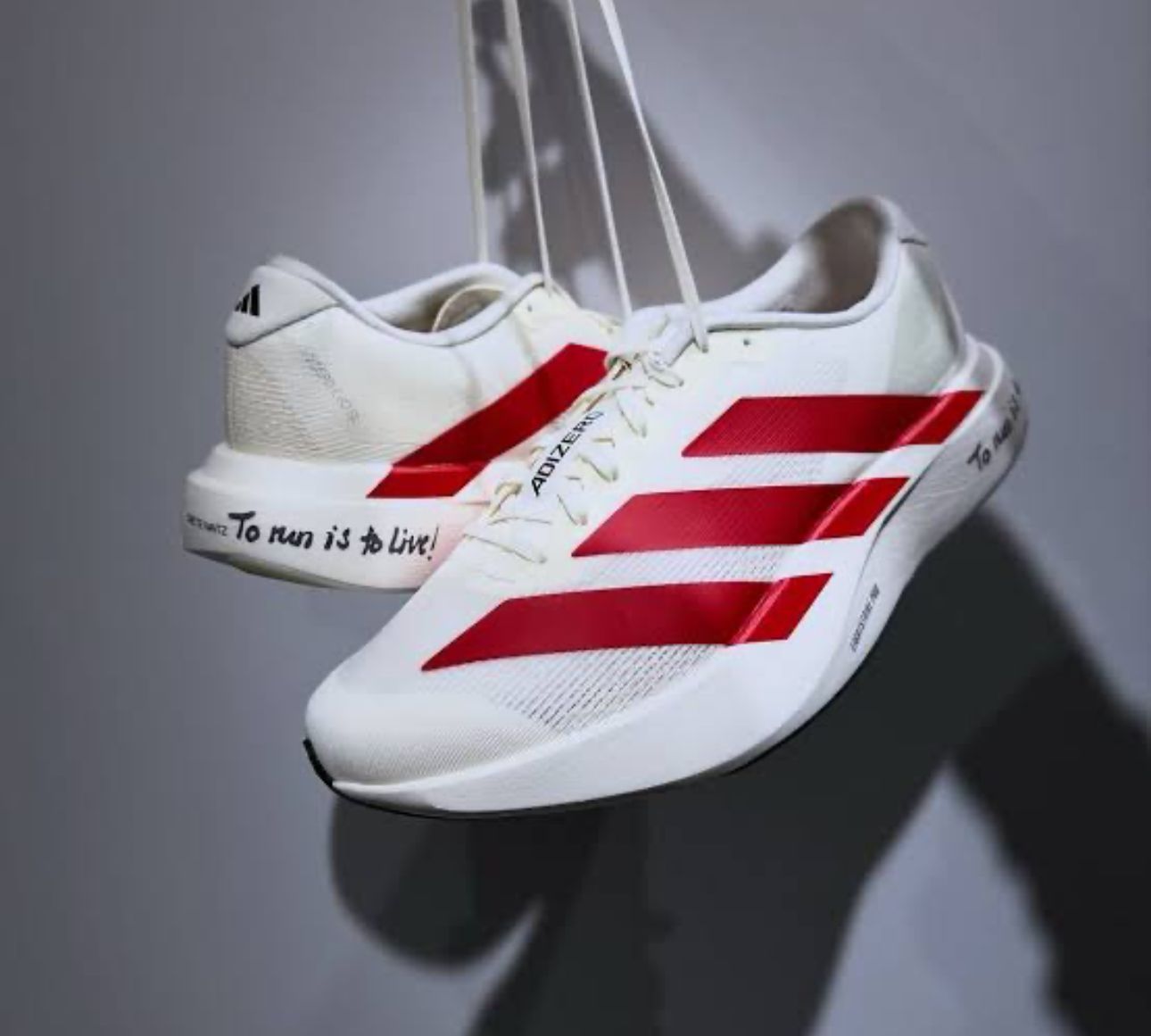 Tênis Adidas Adizero Evo SL Off White e Vermelho Prime