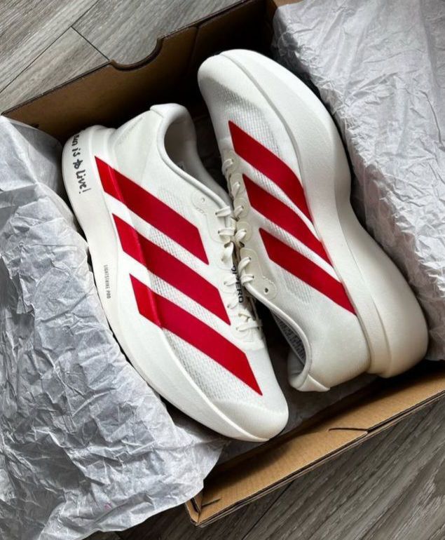 Tênis Adidas Adizero Evo SL Off White e Vermelho Prime