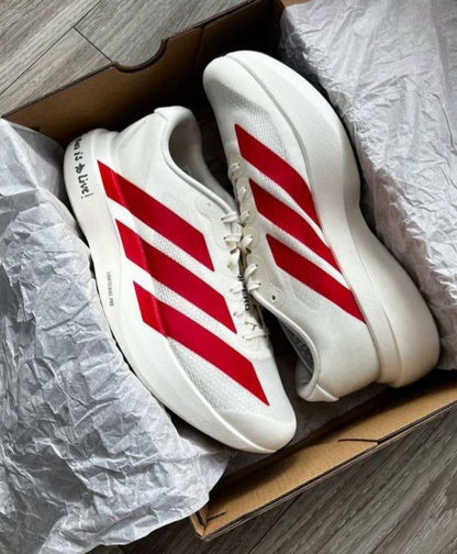 Tênis Adidas Adizero Evo SL Off White e Vermelho Prime