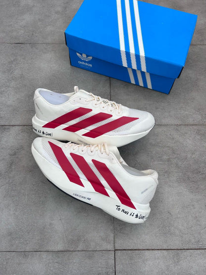 Tênis Adidas Adizero Evo SL Off White e Vermelho Prime