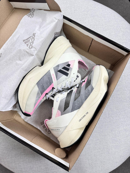 Tênis Adidas Adizero Adios Pro 3 Branco e Rosa Prime