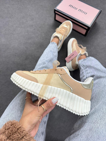 Tênis Quenz Miu Miu Bege Premium