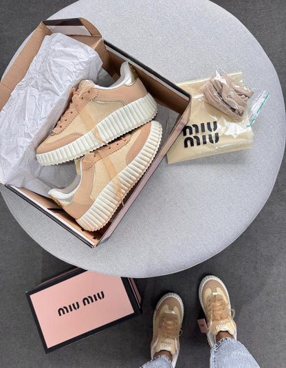 Tênis Quenz Miu Miu Bege Premium