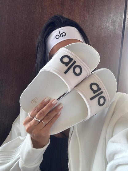 Chinelo  Slide Alo Branco + Tiara Premium