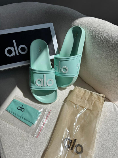 Chinelo Slide Alo Verde Água + Tiara Premium