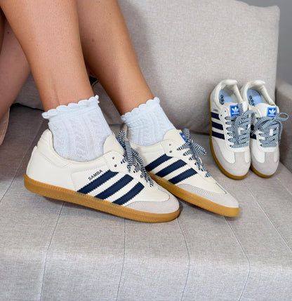 Tênis Adidas Samba OG Samba Bege e Marinho