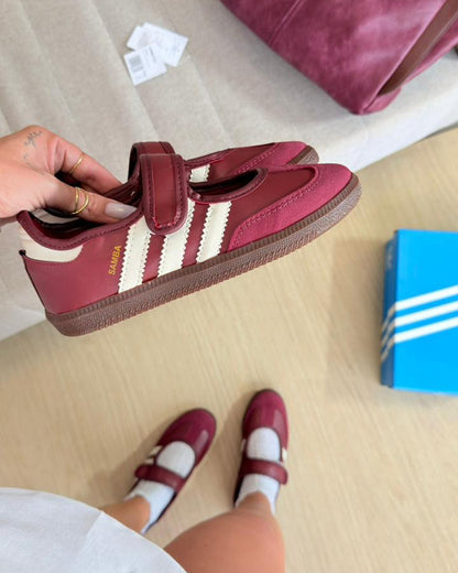Sapatilha Adidas Samba Mary Jane Flat Bordô Premium