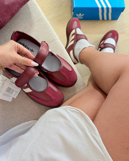 Sapatilha Adidas Samba Mary Jane Flat Bordô Premium